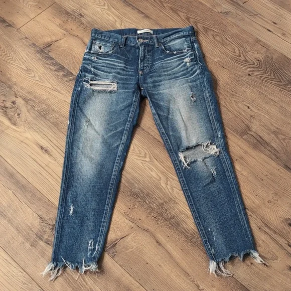 Mossy Vintage Jeans, distressed raw ham, size 27
